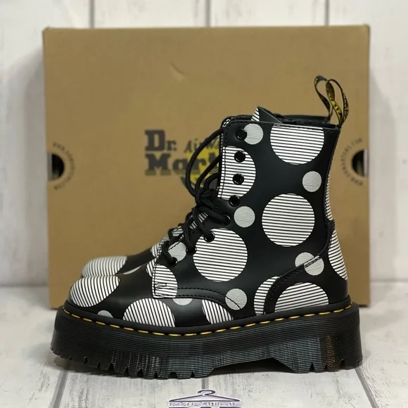 🔥Dr.Martens Jadon Polka Dot Smooth Leather Platform Boots MNS 5/ WOMENS 6 NEW🔥 - Picture 5 of 11